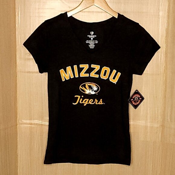 Colosseum University Of Missouri New Dark Grey Mizzou Tigers Short Sleeve Top... - Picture 1 of 4